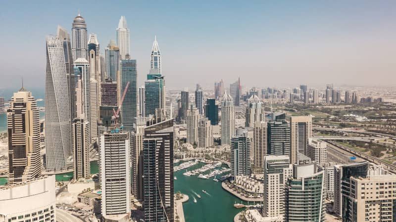 Aerial View Of Dubai Marina District